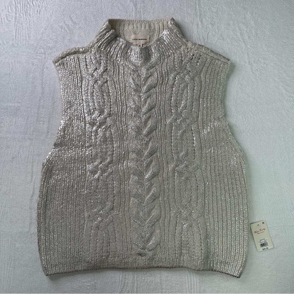 Lucky Brand Metallic Cable Knit Sweater Vest - Size XXL - NWT